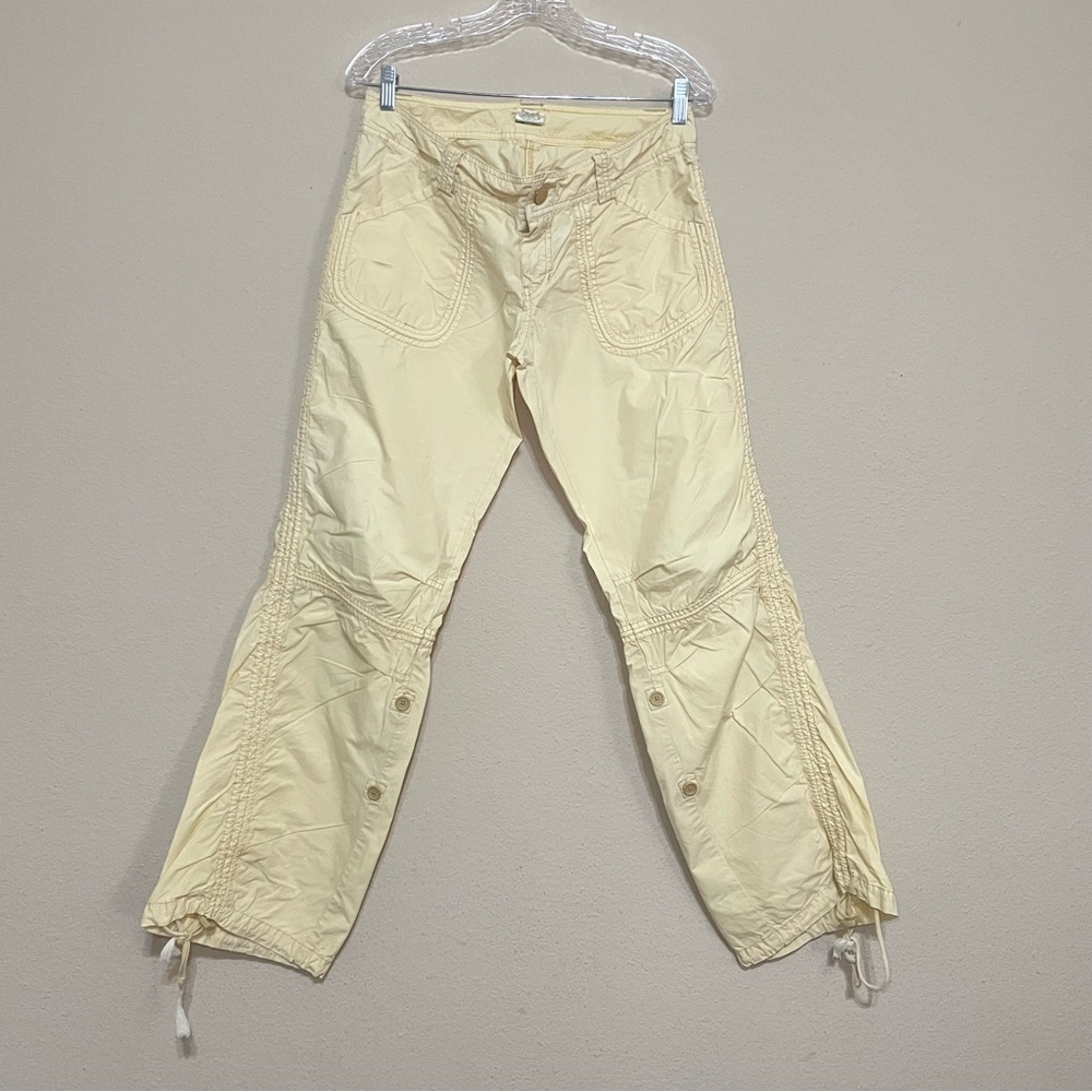 Y2K Abercrombie‎ & Fitch Yellow Low Rise Cargo Pants Paratrooper Parachute Sz 8
